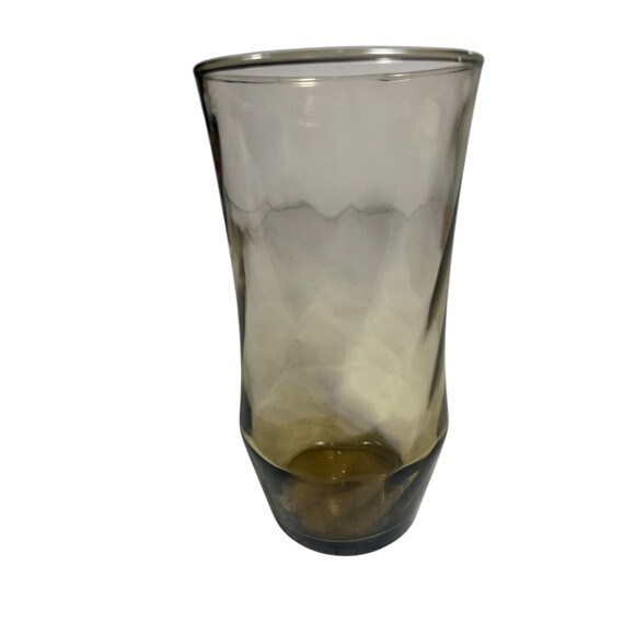 Vintage Libbey Optic Swirl Tumbler Smoked Brown Iced Tea Glass MCM 6” - Picture 5 of 12